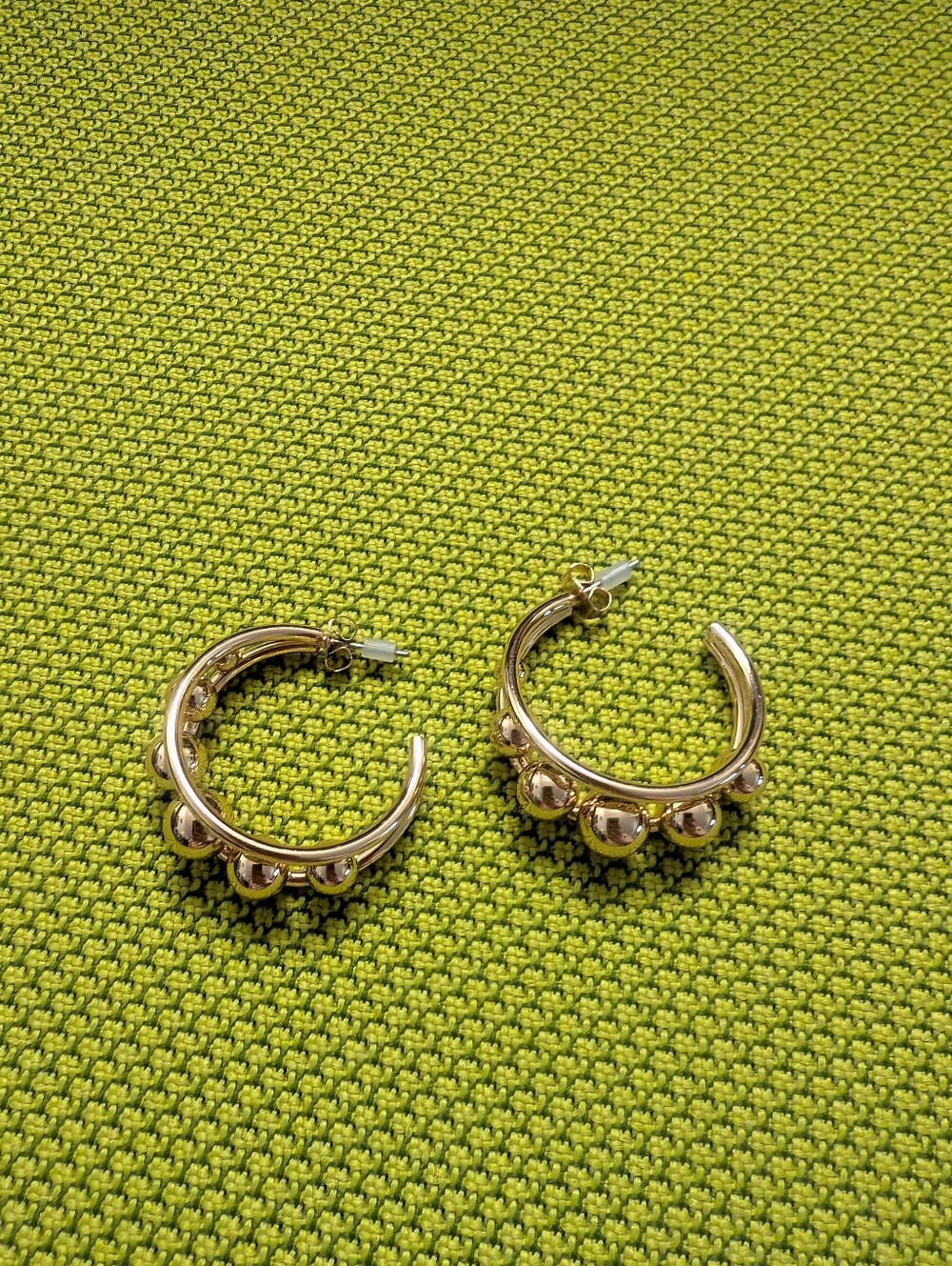 Gold Tone Ball Hoop Earrings
